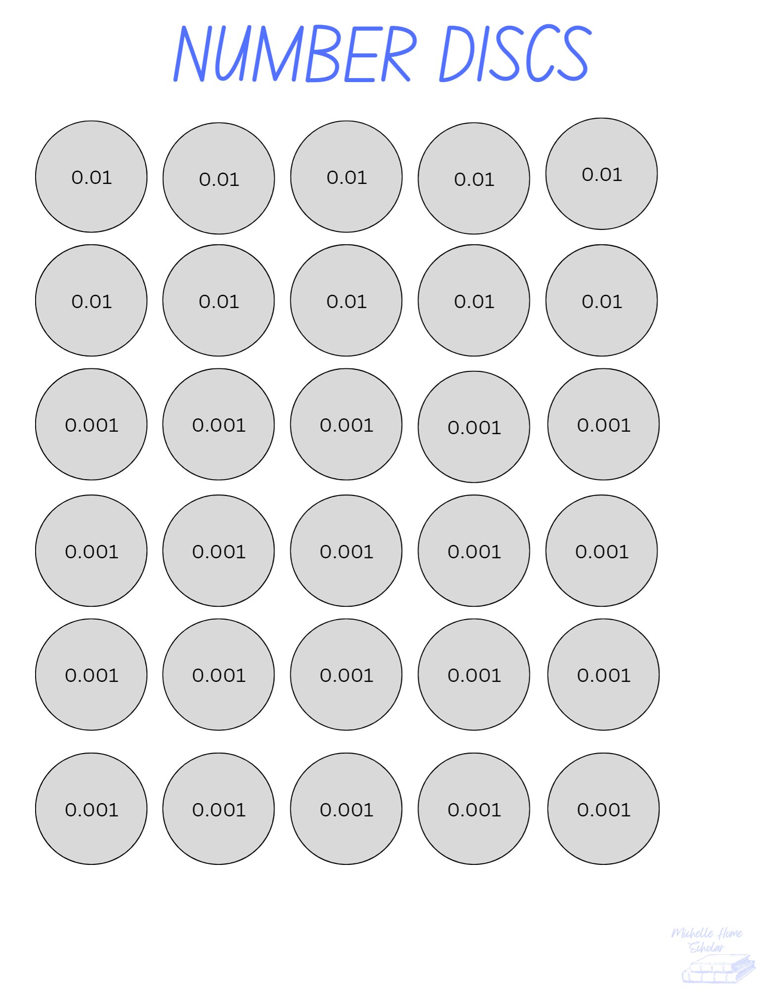 Math Printables – Michelle Home Scholar