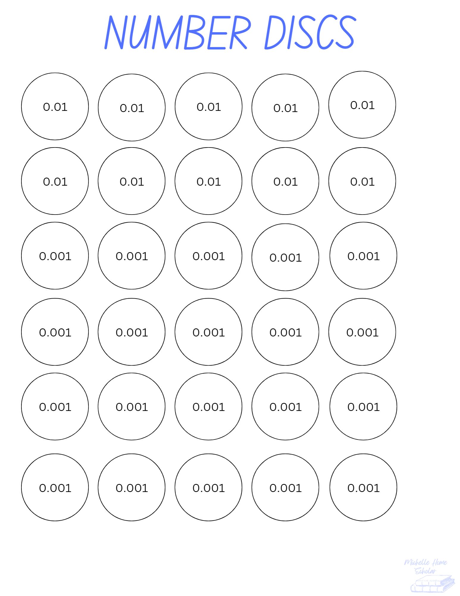 Math Printables – Michelle Home Scholar